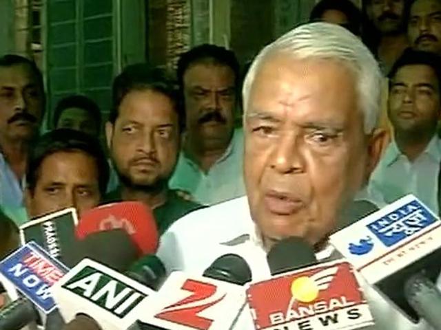 Madhya Pradesh home minister Babulal Gaur (86) on Thursday resigned from his post, saying he was doing so on the orders of the BJP’s top leadership. (ANI Photo) Madhya Pradesh home minister Babulal Gaur (86) on Thursday resigned from his post, saying he was doing so on the orders of the BJP’s top leadership. (ANI Photo)