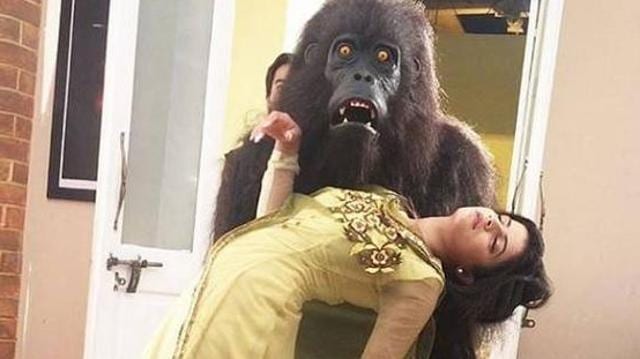 A girl is wooed by a gorilla in Thapki Pyar Ki. A girl is wooed by a gorilla in Thapki Pyar Ki.