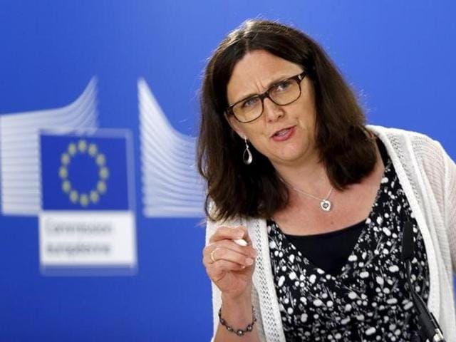 European trade commissioner Cecilia Malmstrom said EU will deal with US, as of now and for the immediate future, with the United Kingdom as a member of the European Union.(AFP file photo)