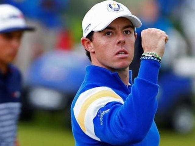 European Ryder Cup player Rory McIlroy (right) celebrates after halving the hole on the 12th green during the 40th Ryder Cup singles matches at Gleneagles in Scotland. (Reuters File Photo) European Ryder Cup player Rory McIlroy (right) celebrates after halving the hole on the 12th green during the 40th Ryder Cup singles matches at Gleneagles in Scotland. (Reuters File Photo)