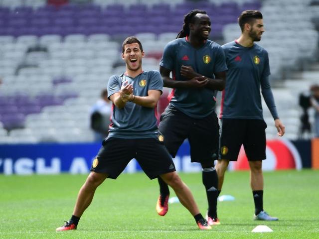 The forward picked up a thigh injury in Sunday’s 4-0 victory over Hungary, a performance he described as his best ever in a Belgium shirt. (AP) The forward picked up a thigh injury in Sunday’s 4-0 victory over Hungary, a performance he described as his best ever in a Belgium shirt. (AP)
