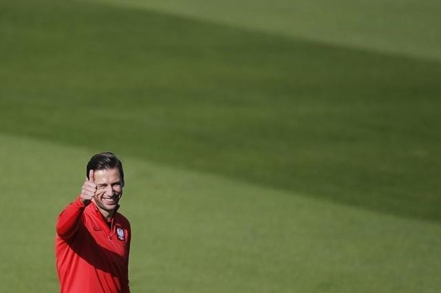 Poland's Grzegorz Krychowiak during training at Stade Moreau-Defarges, La Baule-Escoublac. (Reuters Photo) Poland's Grzegorz Krychowiak during training at Stade Moreau-Defarges, La Baule-Escoublac. (Reuters Photo)