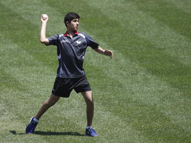 Kanak Jha, of Milpitas, California, throws out the ceremonial first pitch on his 16th birthday. (AP Photo) Kanak Jha, of Milpitas, California, throws out the ceremonial first pitch on his 16th birthday. (AP Photo)