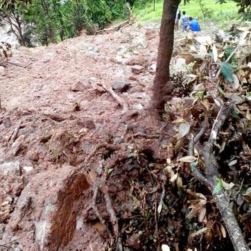 Large tracts of agriculture fields were destroyed in Suva village in Pithoragarh’s Dharchula area. (HT Photo)