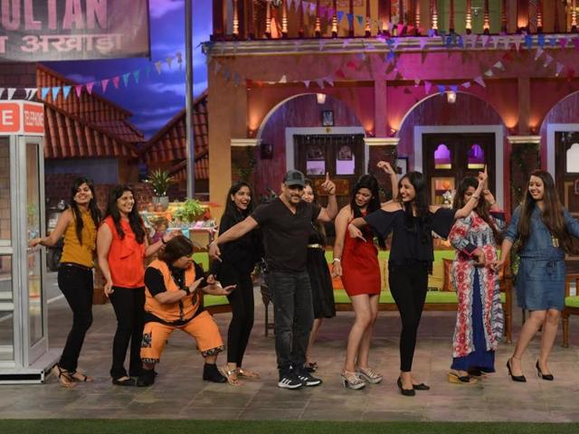 Salman Khan dances with fans on the sets of Comedy Nights Live. (COLORS) 