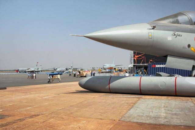 The LCA aircraft Tejas being made ready for the inaugural flight during the Aero India 2009 show at Yelahanka Air Base in Bangalore on Saturday. (PTI File Photo) The LCA aircraft Tejas being made ready for the inaugural flight during the Aero India 2009 show at Yelahanka Air Base in Bangalore on Saturday. (PTI File Photo)