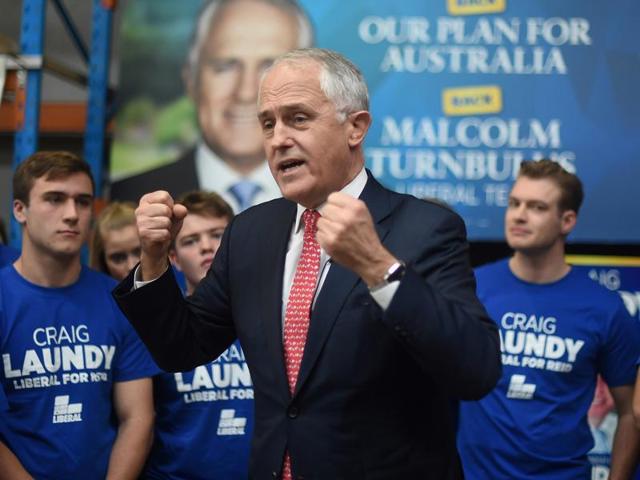 Australian Prime Minister Malcolm Turnbull addresses young Liberals during a rally at Robotic Automation in the Sydney suburb of Newington. (Reuters Photo) Australian Prime Minister Malcolm Turnbull addresses young Liberals during a rally at Robotic Automation in the Sydney suburb of Newington. (Reuters Photo)