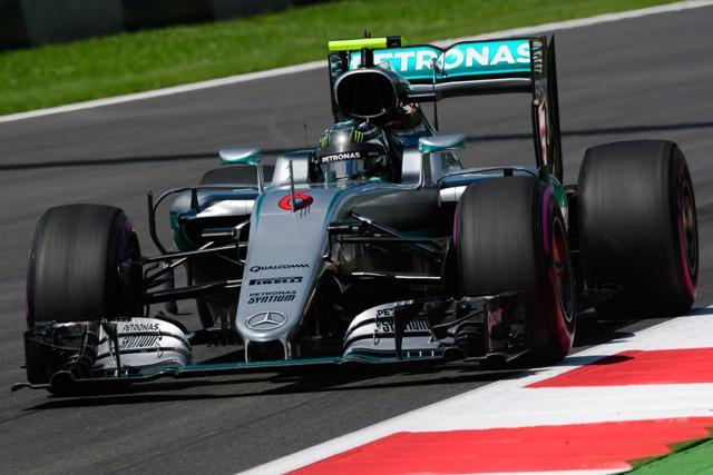 Mercedes AMG Petronas F1 Team's German driver Nico Rosberg drives his car during the first practice session. (AFP Photo) Mercedes AMG Petronas F1 Team's German driver Nico Rosberg drives his car during the first practice session. (AFP Photo)