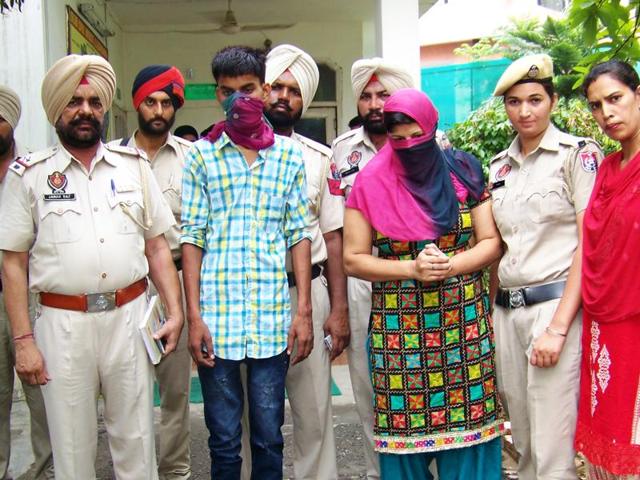 Accused in custody of the Saraba Nagar police in Ludhiana on Thursday. (HT Photo) Accused in custody of the Saraba Nagar police in Ludhiana on Thursday. (HT Photo)