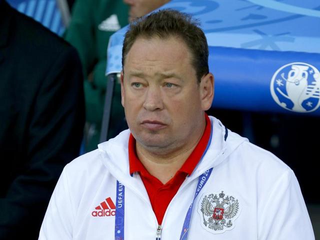 The union announced in the statement the “end of cooperation” with Slutsky and thanked him for helping Russia qualify for the Euro. (AP Photo) The union announced in the statement the “end of cooperation” with Slutsky and thanked him for helping Russia qualify for the Euro. (AP Photo)