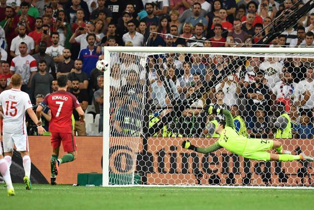 Poland goalkeeper Lukasz Fabianski (right) dives for the ball next to Portugal's forward Cristiano Ronaldo (left) during the Euro 2016 quarterfinal football match between Poland and Portugal. (AFP Photo) Poland goalkeeper Lukasz Fabianski (right) dives for the ball next to Portugal's forward Cristiano Ronaldo (left) during the Euro 2016 quarterfinal football match between Poland and Portugal. (AFP Photo)