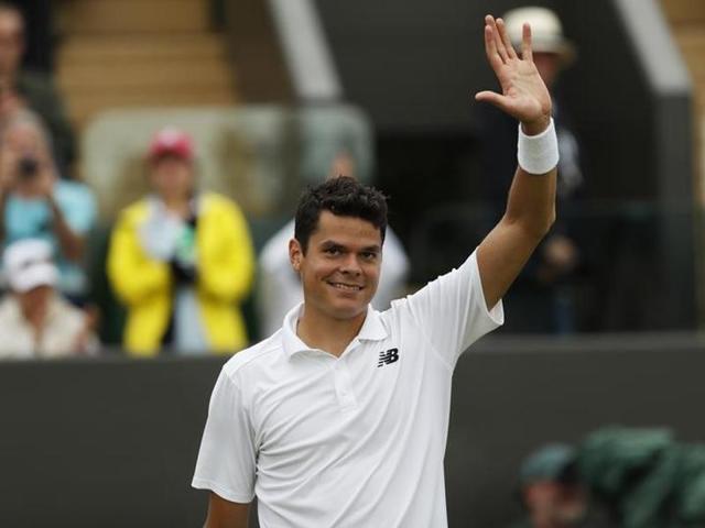 Canada's Milos Raonic celebrates winning the match against Italy's Andreas Seppi. (Reuters Photo) 