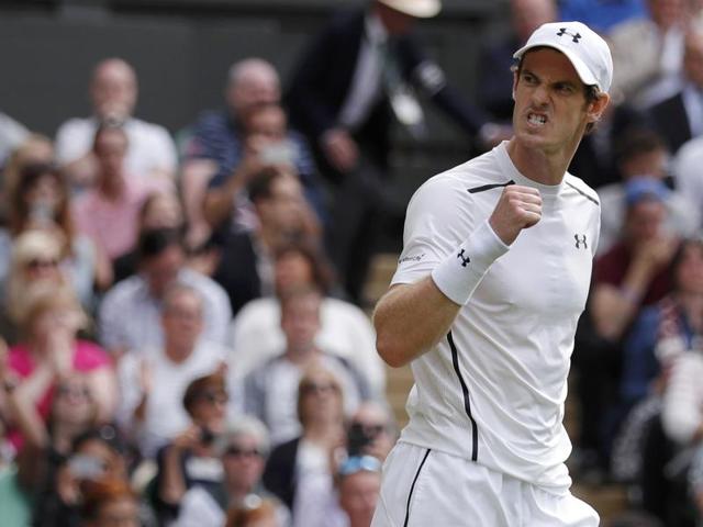 Great Britain's Andy Murray celebrates winning his match against Chinese Taipei's Yen-Hsun Lu. (Reuters Photo) 