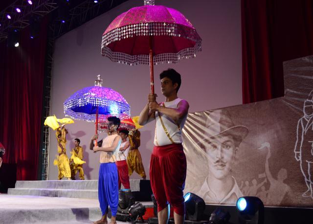 A scene from a patriotic play that was staged in 2015. A scene from a patriotic play that was staged in 2015.