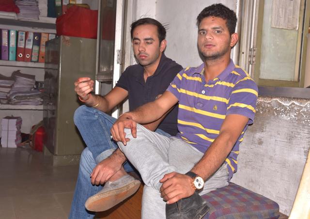 Siddharth Maharia, son of Sikar MLA Nand Kishore Maharia (left) has been arrested by the police. (HT Photo) Siddharth Maharia, son of Sikar MLA Nand Kishore Maharia (left) has been arrested by the police. (HT Photo)