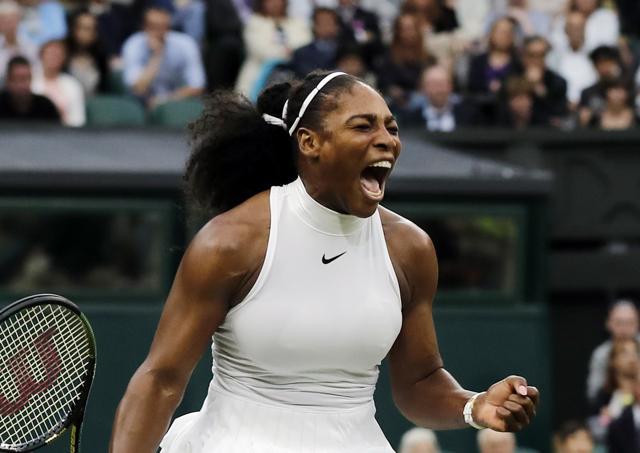 Serena Williams celebrates a point against Christina McHale during their women's singles match. (AP Photo) Serena Williams celebrates a point against Christina McHale during their women's singles match. (AP Photo)