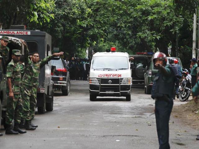 An ambulance transports bodies found at a restaurant popular with foreigners after heavily armed militants attacked it on Friday night in Dhaka, Bangladesh, Saturday, July 2, 2016. (AP Photo) An ambulance transports bodies found at a restaurant popular with foreigners after heavily armed militants attacked it on Friday night in Dhaka, Bangladesh, Saturday, July 2, 2016. (AP Photo)
