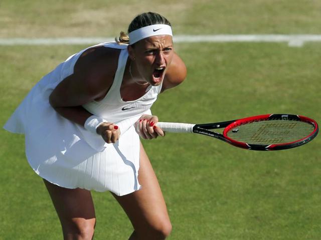 Petra Kvitova celebrates a point against Ekaterina Makarova. (AP) Petra Kvitova celebrates a point against Ekaterina Makarova. (AP)