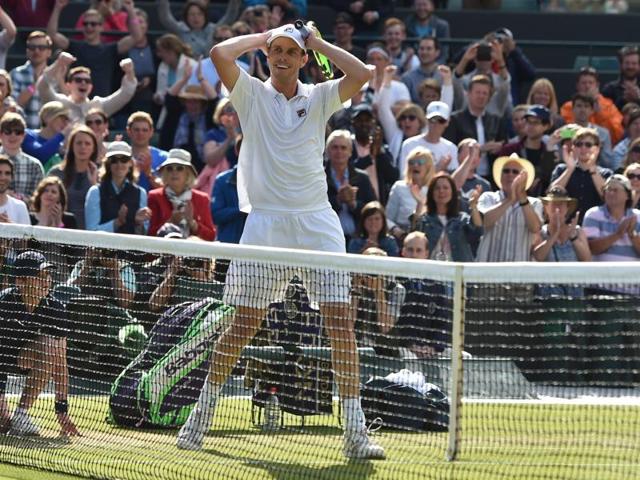 Querrey in disbelief after his second career win over Djokovic. (AFP) Querrey in disbelief after his second career win over Djokovic. (AFP)