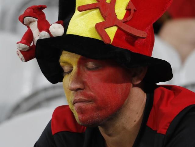 Belgium's Yannick Carrasco and teammates at half time during their Euro quarterfinal match against Wales at Stade Pierre-Mauroy, Lille, France. (Reuters Photo) Belgium's Yannick Carrasco and teammates at half time during their Euro quarterfinal match against Wales at Stade Pierre-Mauroy, Lille, France. (Reuters Photo)