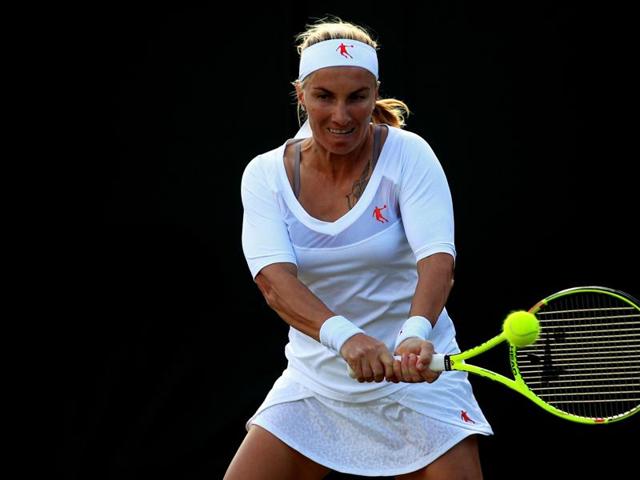 Svetlana Kuznetsova against Tara Moore during the Wimbledon Championships in London. (AP Photo) 
