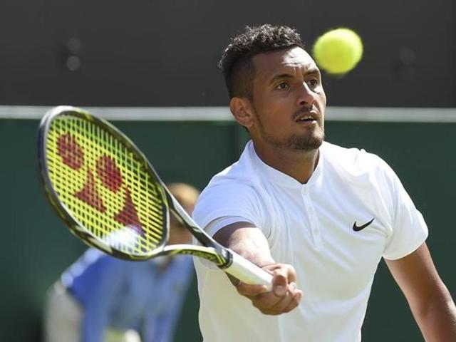 Australia's Nick Kyrgios against Germany's Dustin Brown on the fifth day of the 2016 Wimbledon Championships.  (Reuters Photo) 