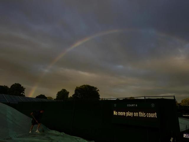 A general view of a rainbow over Wimbledon. (Reuters Photo) 