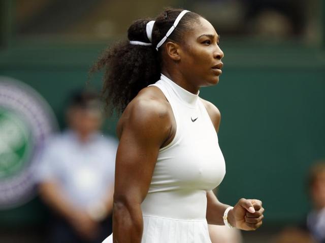 Serena Williams shakes hands with Annika Beck at the net at the end of their match. (AP) Serena Williams shakes hands with Annika Beck at the net at the end of their match. (AP)