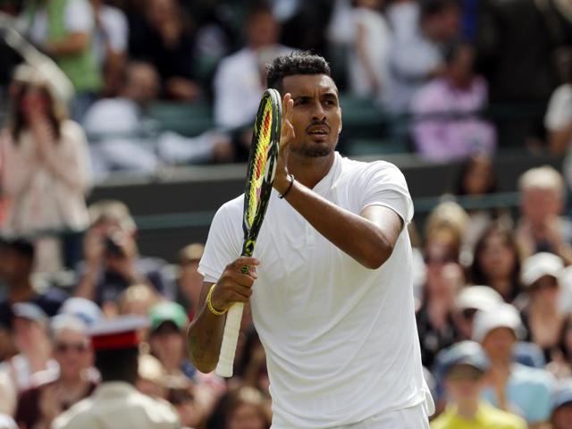 Nick Kyrgios of Australia celebrates his four-set win over Feliciano Lopez of Spain. (AP)