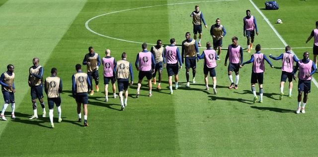 France's players attend a training session in Clairefontaine-en-Yvelines, southwest of Paris. (AFP Photo) France's players attend a training session in Clairefontaine-en-Yvelines, southwest of Paris. (AFP Photo)