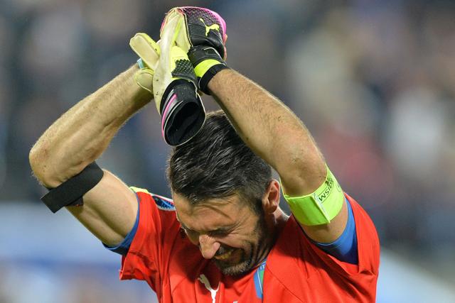 Buffon acknowledges the crowds after Italy lost in the penalty shoot-out. (AFP) Buffon acknowledges the crowds after Italy lost in the penalty shoot-out. (AFP)