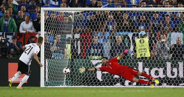 The inexperienced Joshua Kimmich converted from the spot for Germany, while senior players failed. (REUTERS) The inexperienced Joshua Kimmich converted from the spot for Germany, while senior players failed. (REUTERS)