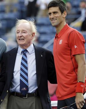 Novak Djokovic poses for a photo with former Australian professional tennis star Rod Laver before the men's singles final of the 2013 US Open tennis tournament in New York. (AP File Photo) Novak Djokovic poses for a photo with former Australian professional tennis star Rod Laver before the men's singles final of the 2013 US Open tennis tournament in New York. (AP File Photo)