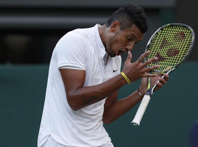 Nick Kyrgios rants during his match against Feliciano Lopez. (REUTERS) Nick Kyrgios rants during his match against Feliciano Lopez. (REUTERS)