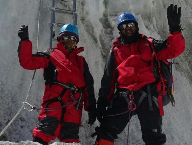 Pune residents Dinesh Rathod and wife Tarakeshwari, both police constables, grabbed headlines in May after they claimed to have climbed Mount Everest. (Facebook) Pune residents Dinesh Rathod and wife Tarakeshwari, both police constables, grabbed headlines in May after they claimed to have climbed Mount Everest. (Facebook)