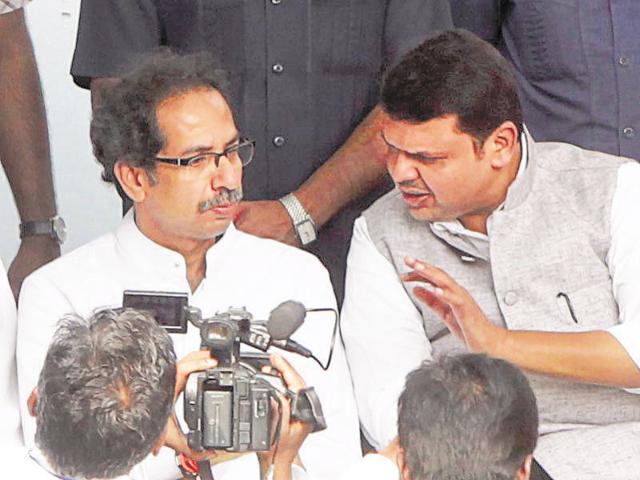 Sources from the BJP told HT that Fadnavis, who was camped in Delhi since morning, was trying until late Monday evening to get a berth for ally Sena. (Hindustan Times) Sources from the BJP told HT that Fadnavis, who was camped in Delhi since morning, was trying until late Monday evening to get a berth for ally Sena. (Hindustan Times)