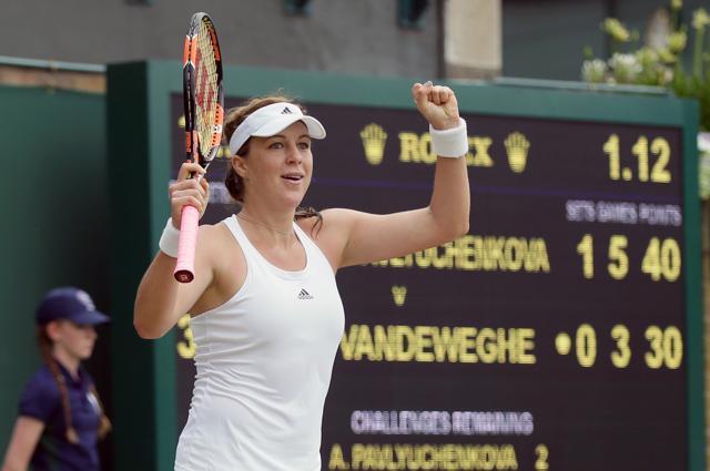 Anastasia Pavlyuchenkova of Russia celebrates after beating Coco Vandeweghe of the U.S. (AP Photo) Anastasia Pavlyuchenkova of Russia celebrates after beating Coco Vandeweghe of the U.S. (AP Photo)