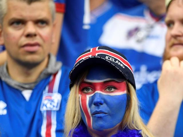 An Iceland supporter looks on with sadness as the game is lost . (AFP  photo) 