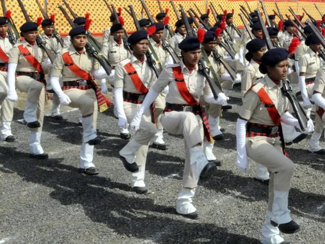 In 2013, the Madhya Pradesh government took a bold step of having a police force with 30% comprising women and every police station has at least 10 female constables and three female sub-inspectors. (Shankar Mourya/HT file) In 2013, the Madhya Pradesh government took a bold step of having a police force with 30% comprising women and every police station has at least 10 female constables and three female sub-inspectors. (Shankar Mourya/HT file)