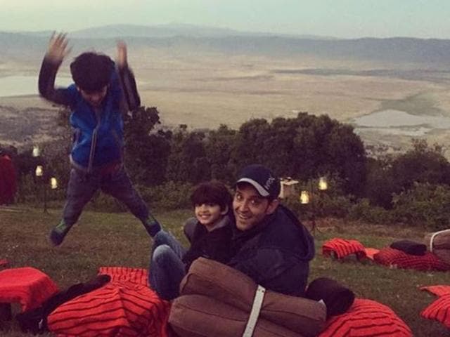 Hrithik Roshan enjoys camping in Africa with sons Hrehaan and Hridhaan. (Instagram) 