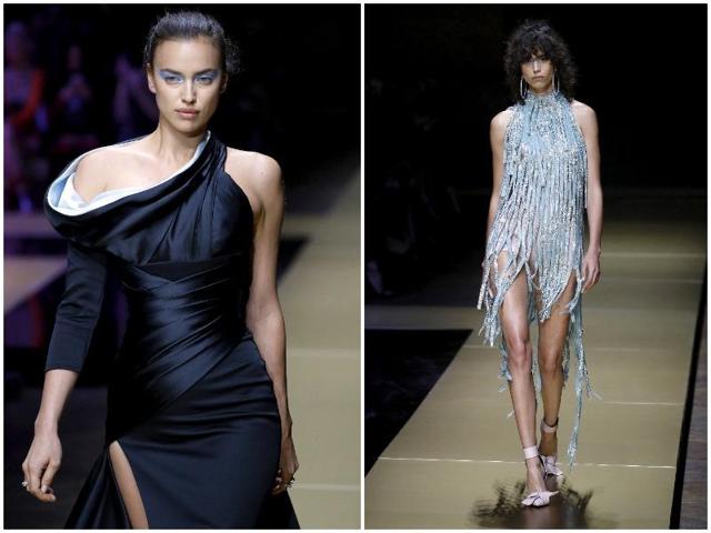 Atelier Versace: Sensuality, style and glamour were the watchwords for this collection, which stood out with its retro silhouettes. Atelier Versace used plenty of draping, ramping up glamour and femininity to the max. (AFP) Atelier Versace: Sensuality, style and glamour were the watchwords for this collection, which stood out with its retro silhouettes. Atelier Versace used plenty of draping, ramping up glamour and femininity to the max. (AFP)