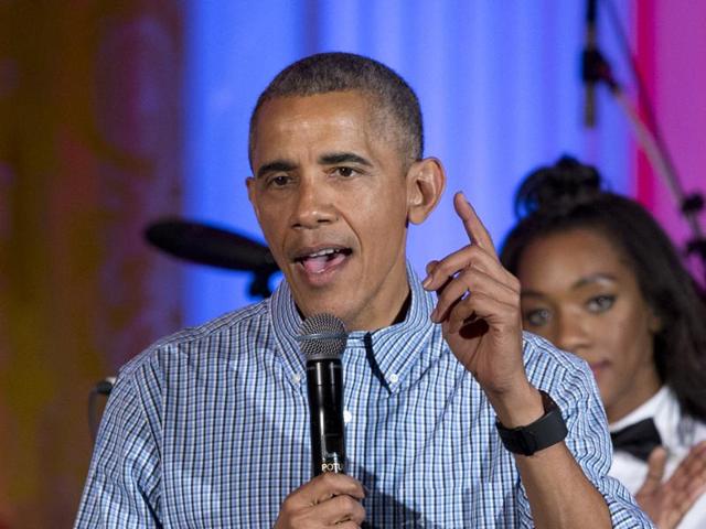 President Barack Obama speaks during an Independence Day celebration in the White House on Monday. (AP) President Barack Obama speaks during an Independence Day celebration in the White House on Monday. (AP)