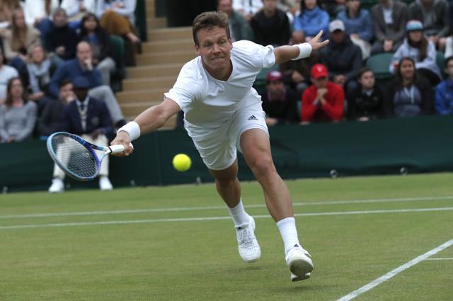 Tomas Berdych of the Czech Republic plays a return to Jiri Vesely of the Czech Republic during their men's singles match. (AP Photo) Tomas Berdych of the Czech Republic plays a return to Jiri Vesely of the Czech Republic during their men's singles match. (AP Photo)