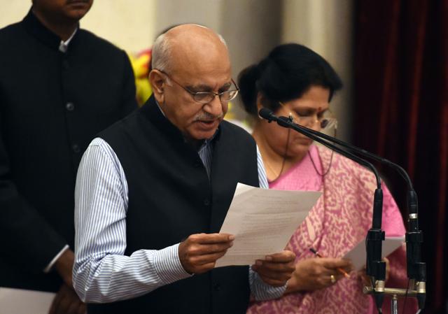 Bharatiya Janata Party (BJP) politician, M. J. Akbar takes the oath as minister of state. (AFP) Bharatiya Janata Party (BJP) politician, M. J. Akbar takes the oath as minister of state. (AFP)