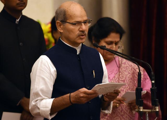 Bhartiya Janata Party (BJP)politician, Anil Madhav Dave takes the oath as minister of state. (AFP) Bhartiya Janata Party (BJP)politician, Anil Madhav Dave takes the oath as minister of state. (AFP)