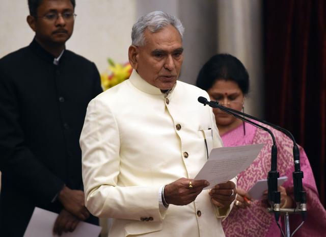 Bharatiya Janata Party (BJP) politician, C. R. Chaudhary takes the oath as minister of state. (AFP) Bharatiya Janata Party (BJP) politician, C. R. Chaudhary takes the oath as minister of state. (AFP)