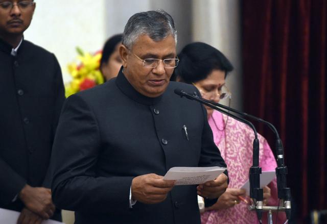 Bharatiya Janata Party (BJP) politician, P P Chaudhary takes the oath as minister of state. (AFP) Bharatiya Janata Party (BJP) politician, P P Chaudhary takes the oath as minister of state. (AFP)