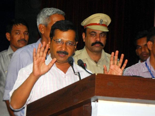 Delhi CM and AAP convener Arvind Kejriwal at Guru Nanak Bhawan in Ludhiana on Tuesday. (JS Grewal /HT Photo) Delhi CM and AAP convener Arvind Kejriwal at Guru Nanak Bhawan in Ludhiana on Tuesday. (JS Grewal /HT Photo)