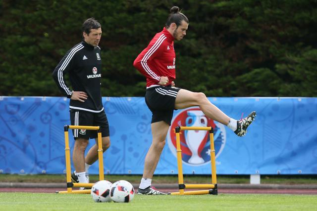 Wales' Gareth Bale (right) attends a training session in Dinard. (AP Photo) Wales' Gareth Bale (right) attends a training session in Dinard. (AP Photo)