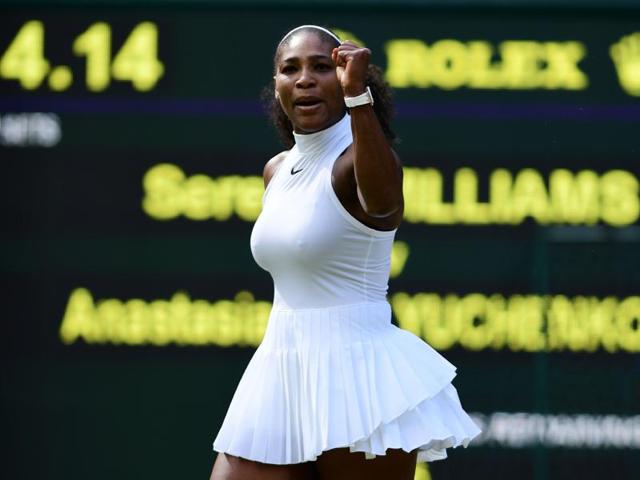 Serena Williams with a triumphant fist pump. (AFP)
